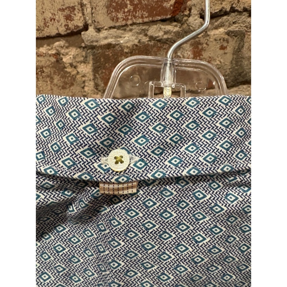 Ted Baker London Blue Geometric Diamond Short Sleeve Button Up Shirt Size 5 XL - Picture 6 of 6